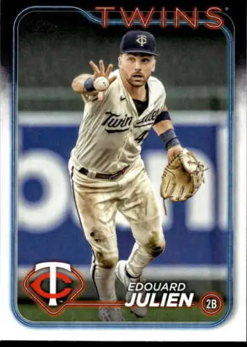 2024 Topps #596 Edouard Julien baseball card with original gloss featuring Twins player