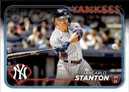 Giancarlo Stanton baseball card featuring New York Yankees player in pinstripes