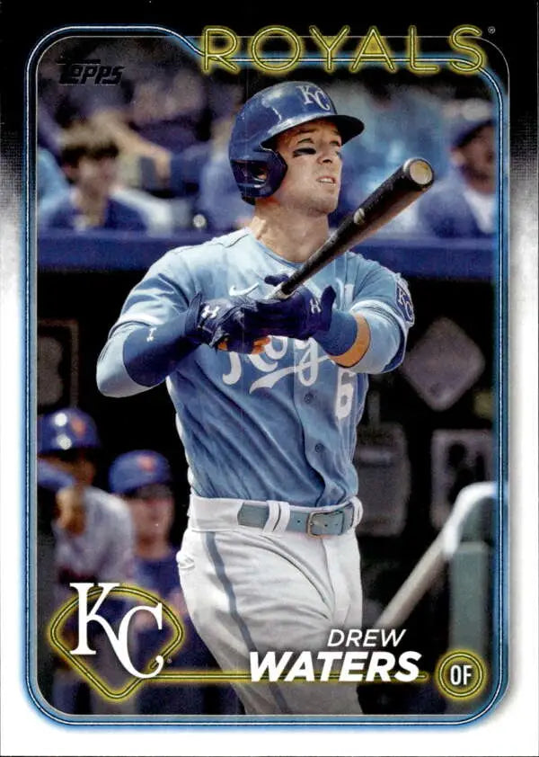 Drew Waters batting in Kansas City Royals uniform on 2024 Topps baseball card