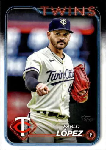 Pablo Lopez baseball card with original gloss from 2024 Topps NM-MT Twins collection