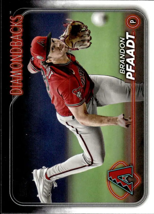 Brandon Pfaadt pitching in red uniform on Arizona Diamondbacks baseball card 2024 Topps #664