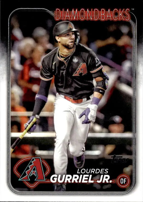 Baseball card of Lourdes Gurriel Jr. in black Arizona Diamondbacks jersey