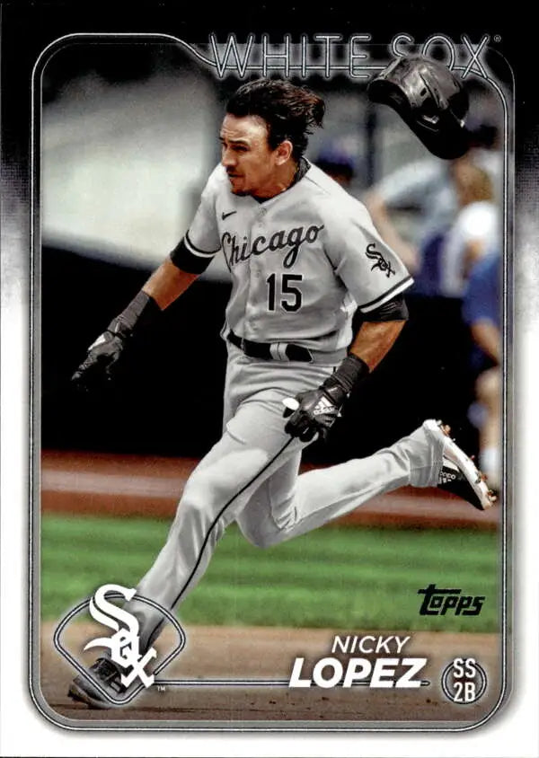 Baseball card of Nicky Lopez running on the field for the Chicago White Sox