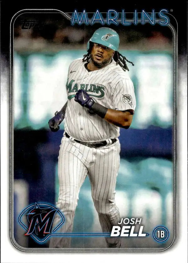 Josh Bell Miami Marlins baseball card in white pinstriped uniform from 2024 Topps