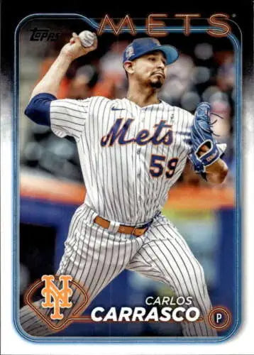 Carlos Carrasco 2024 Topps #693 baseball card with original gloss, Mets collector’s item