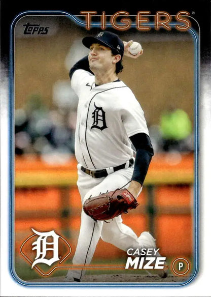 Casey Mize throwing in a white uniform on 2024 Topps Detroit Tigers baseball card