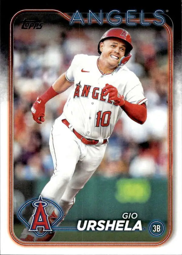 Gio Urshela running on the field in Los Angeles Angels uniform for baseball card