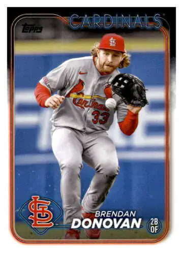 Brendan Donovan baseball card from 2024 Topps, featuring original gloss and Cardinals design