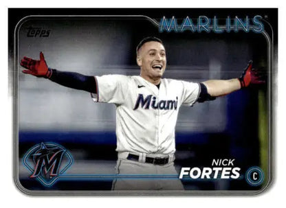 Nick Fortes baseball card from 2024 Topps #81 featuring original gloss and Marlins design