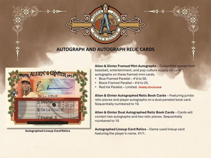 Product information page for Allen & Ginter Baseball 8-Pack Blaster Box with base cards