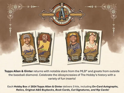 Promotional advertisement for Topps Allen & Ginter baseball cards and 8-Pack Blaster Box