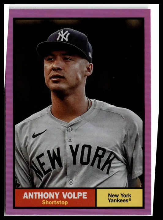 Anthony Volpe Pink Foilboard baseball card from 2024 Topps Archives New York Yankees