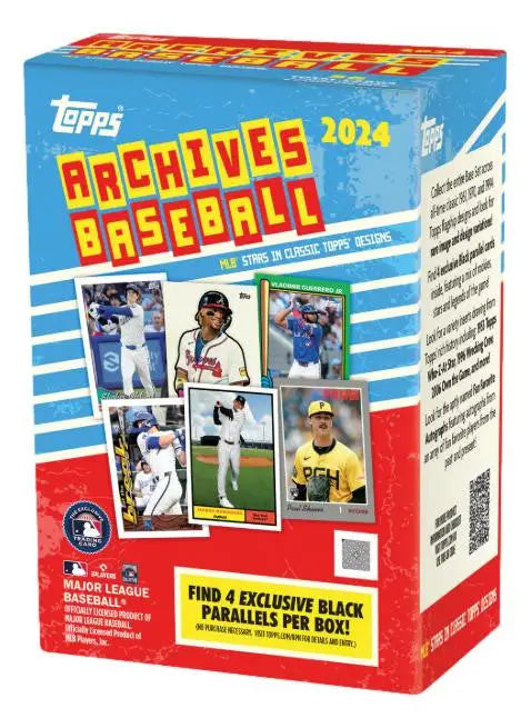 2024 Topps Archives Baseball Blaster Box with player photos and trading cards design