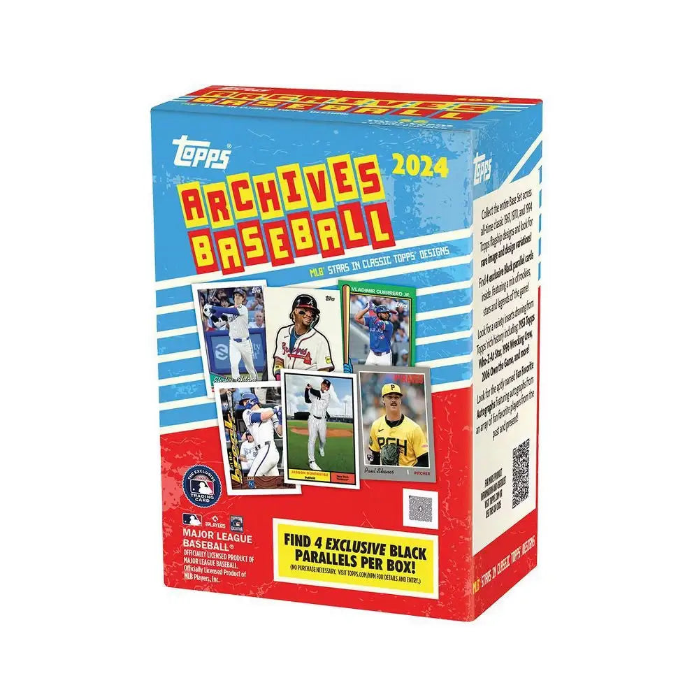 2014 Topps Archives Baseball trading card box in red and blue with player photos