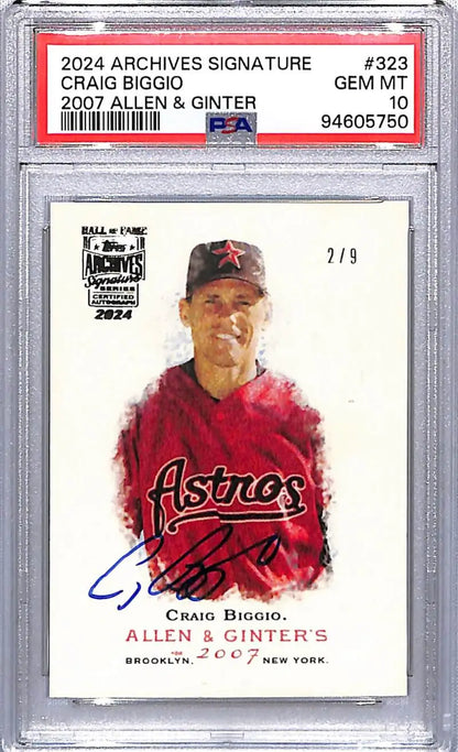 PSA-graded 2024 Allen & Ginter Archives Craig Biggio baseball card 2/9 Houston Astros