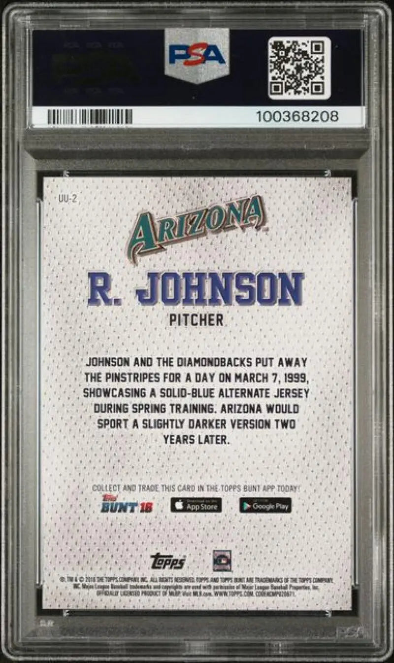 Back of PSA-graded 2024 Topps Archives Signature Randy Johnson Arizona Diamondbacks card