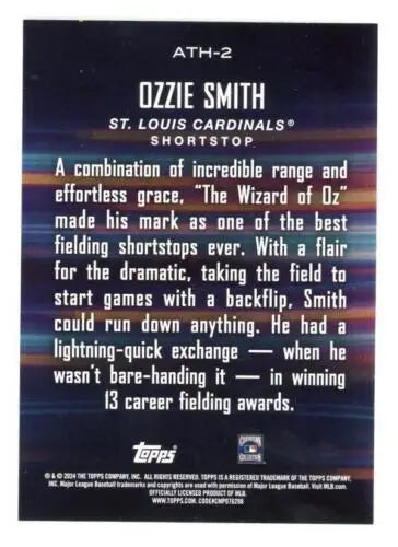 Ozzie Smith baseball card from 2024 Topps Around the Horn with original gloss finish