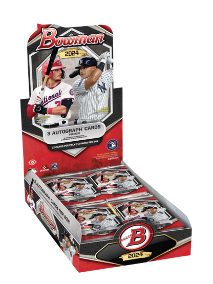 Display box of Bowman 2021 baseball cards in 2024 Topps Bowman HTA Jumbo Box