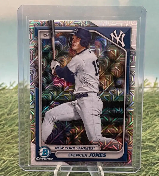 Spencer Jones 2024 Topps Bowman Chrome Prospect Mojo Refractor Yankees card