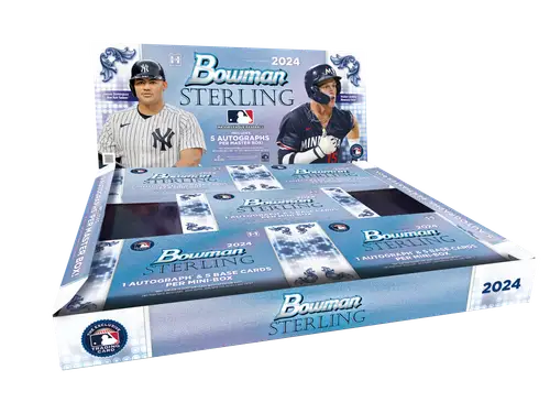 2024 Bowman Sterling baseball hobby box featuring Yankees players on the packaging