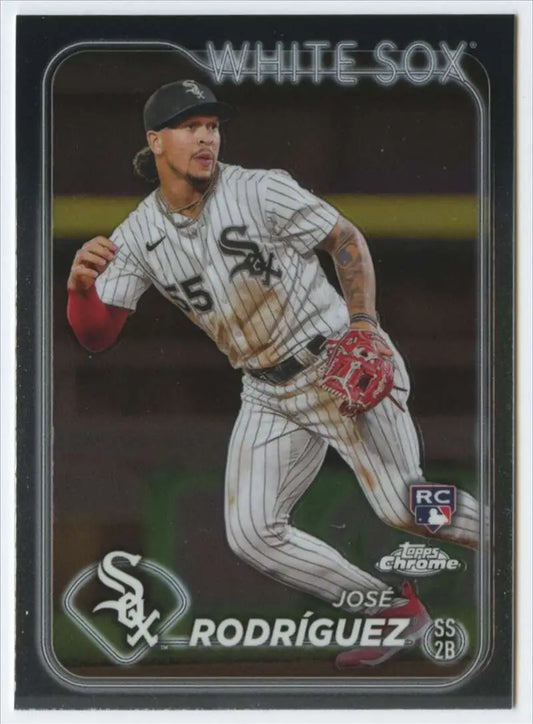 Jose Rodriguez Rookie Card showcasing a White Sox shortstop in a pinstriped uniform