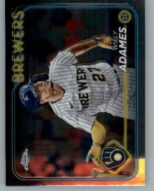 Willy Adames Milwaukee Brewers baseball card in white pinstriped uniform