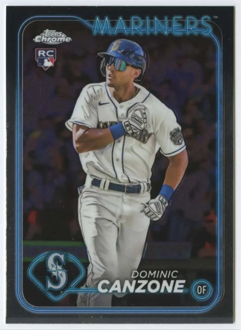 Dominic Canzone Seattle Mariners Baseball Card in white home uniform from 2024 Topps Chrome