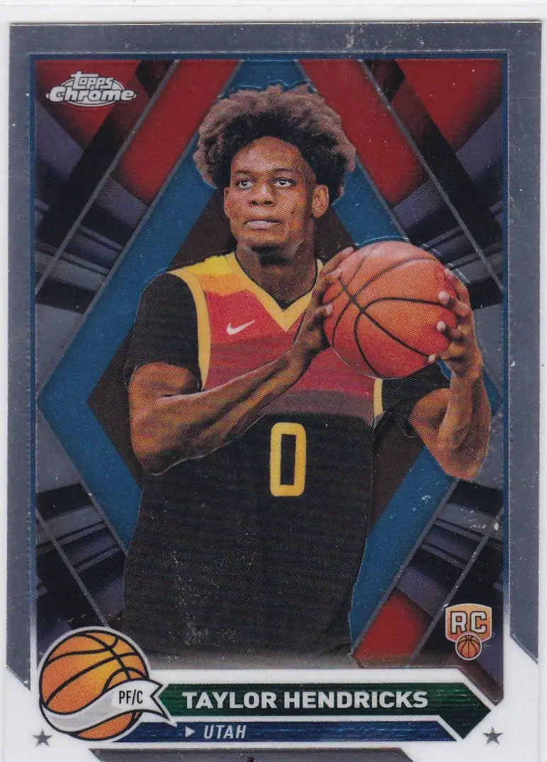 Basketball trading card of Taylor Hendricks RC Utah Jazz from 2024 Topps Chrome