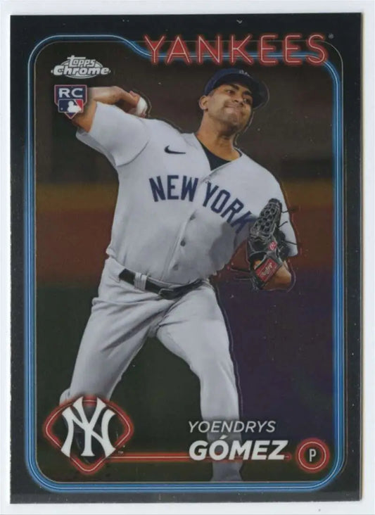 Baseball card of Yoendrys Gomez, New York Yankees pitcher in Topps Chrome