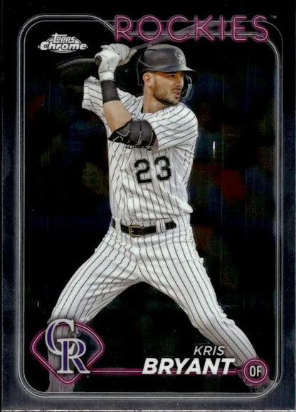 Kris Bryant Colorado Rockies baseball card in pinstriped uniform number 23