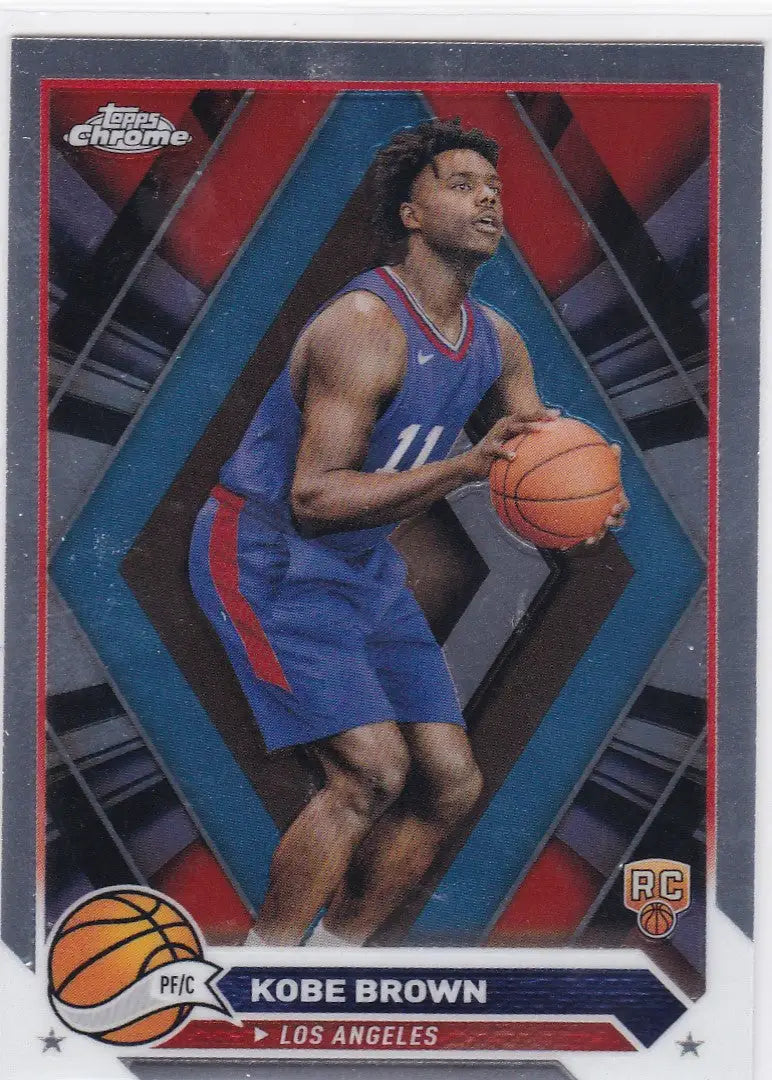 Basketball trading card of Kobe Brown RC for Los Angeles Clippers Topps Chrome