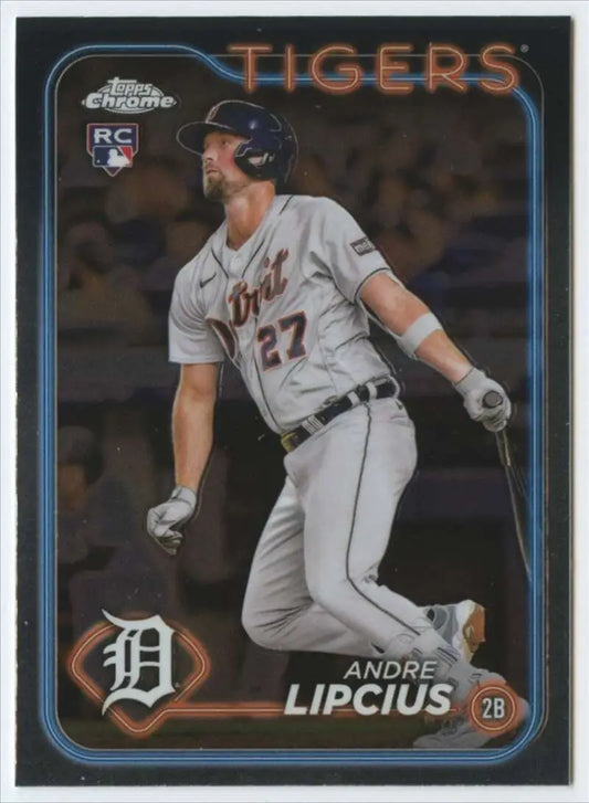 Baseball card of Andre Lipcius in a white Detroit Tigers uniform #27 Topps Chrome Rookie Card