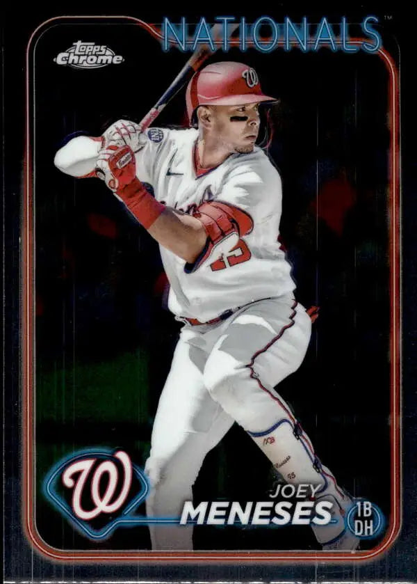 Baseball card of Joey Meneses in white uniform for Washington Nationals Topps Chrome