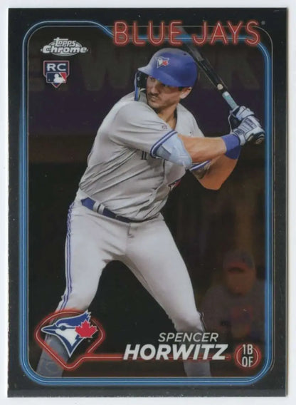 Toronto Blue Jays Topps Chrome card of Spencer Horwitz in batting stance