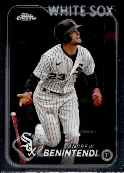 Chrome Baseball Card of Andrew Benintendi in Chicago White Sox Pinstriped Uniform