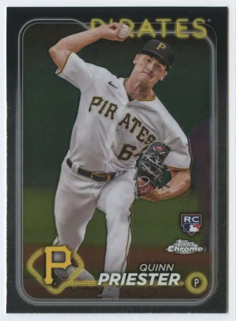 Baseball card of Quinn Priester pitching in white uniform for Pittsburgh Pirates Topps Chrome