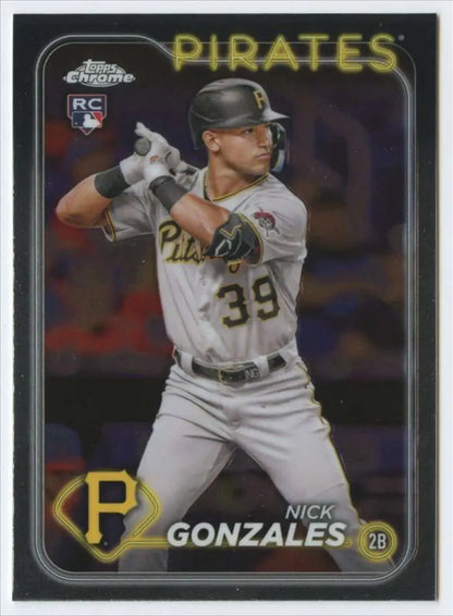 Baseball card of Nick Gonzales in white uniform, #39 for Pittsburgh Pirates