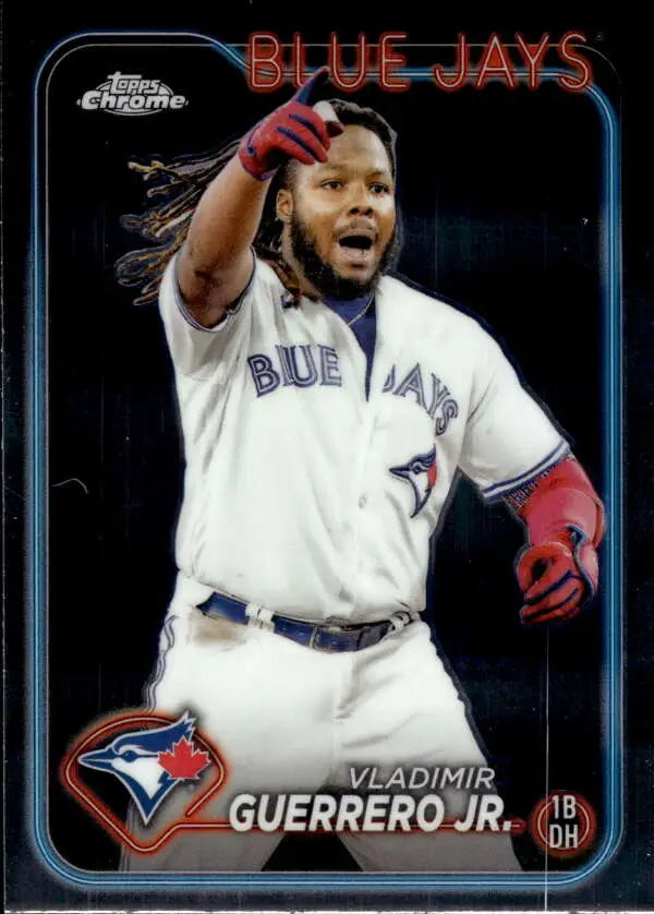 Baseball card of Vladimir Guerrero Jr. in Topps Chrome, Toronto Blue Jays home uniform