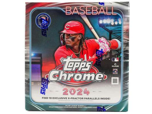 2024 Topps Chrome Baseball Monster Box with Cincinnati Reds player and red refractor design