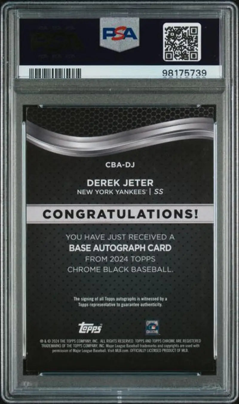 PSA-graded Topps Chrome Black Derek Jeter autograph Baseball Card New York Yankees