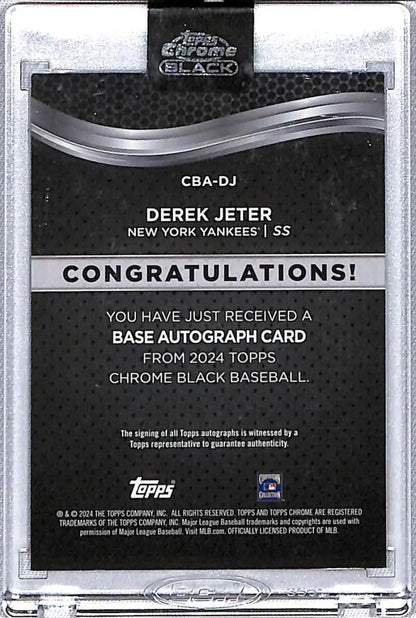 2024 Topps Chrome Black Autograph Refractor notice for Derek Jeter Baseball Card