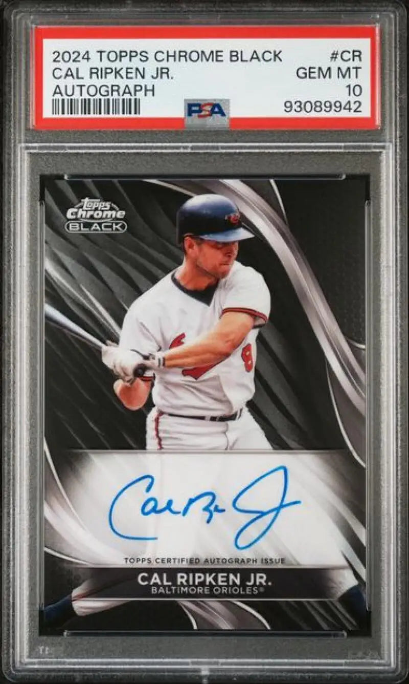 PSA-graded 2024 Topps Chrome Black baseball card with Cal Ripken Jr. autograph