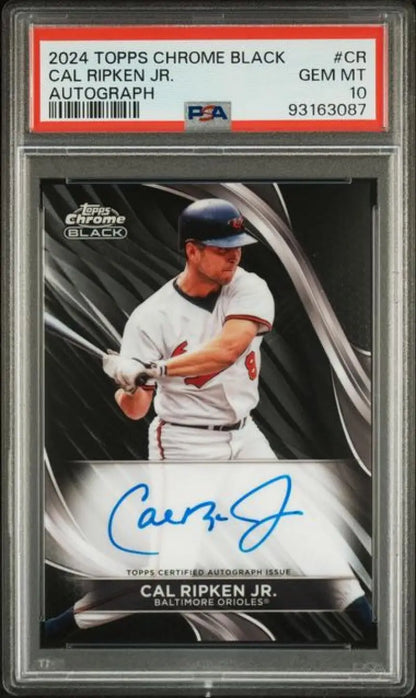 PSA 10 Gem Mint Cal Ripken Jr. Autograph Topps Chrome Black Baseball Card Baltimore Orioles