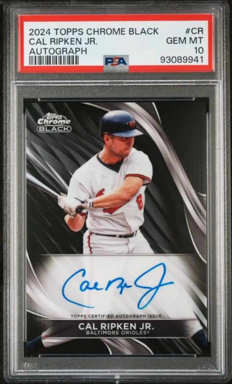 PSA 10 GEM MINT Cal Ripken Jr. autographed 2024 Topps Chrome Black baseball card