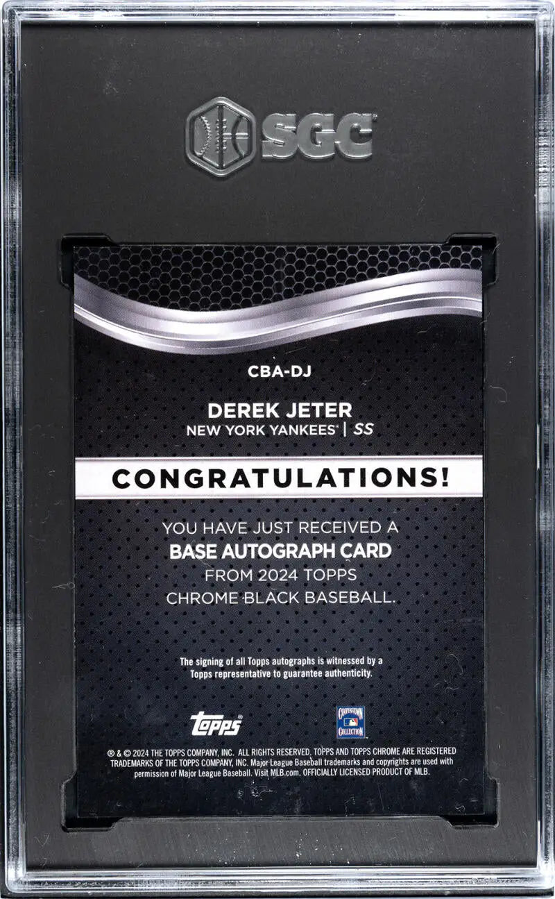 SGC-graded 2024 Topps Chrome Black Derek Jeter Autograph New York Yankees Card Insert