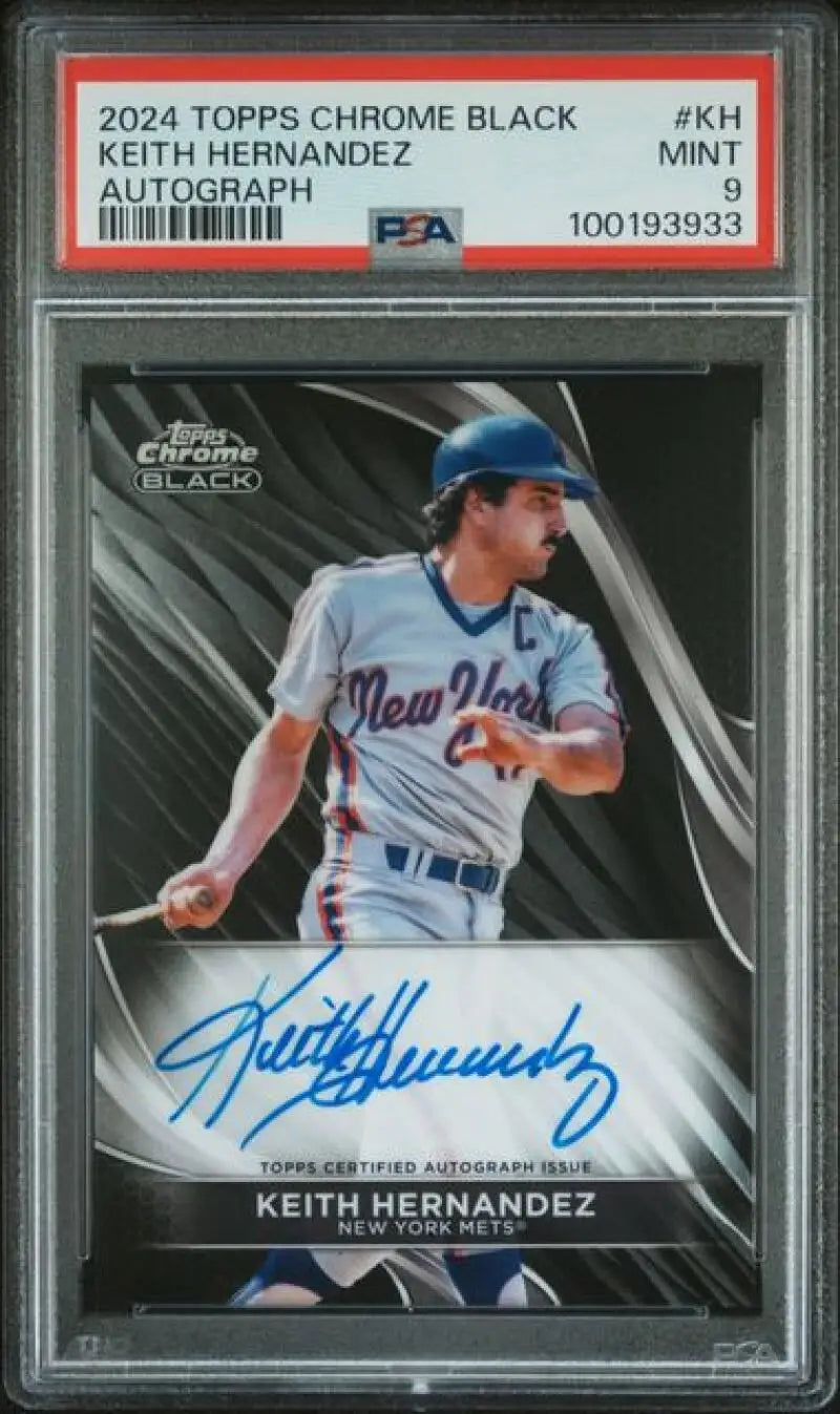 2024 Topps Chrome Black Keith Hernandez PSA 9 Mint Autographed Baseball Card New York Mets