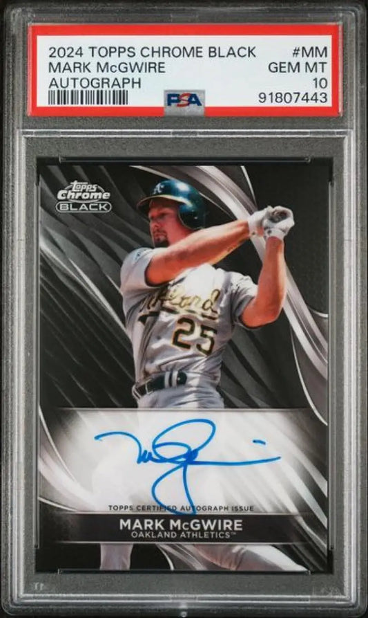 PSA 10 GEM MINT 2024 Topps Chrome Black Mark McGwire Auto Oakland Athletics Card