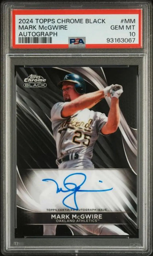 PSA 10 GEM MINT 2024 Topps Chrome Black Mark McGwire Auto Oakland Athletics Card