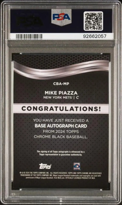 PSA-graded Topps Chrome Black Mike Piazza autograph baseball card New York Mets