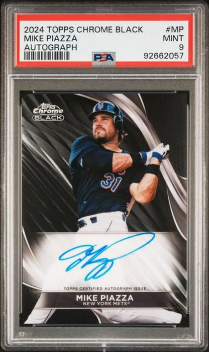 2024 Topps Chrome Black Mike Piazza autographed PSA 9 Mint New York Mets baseball card